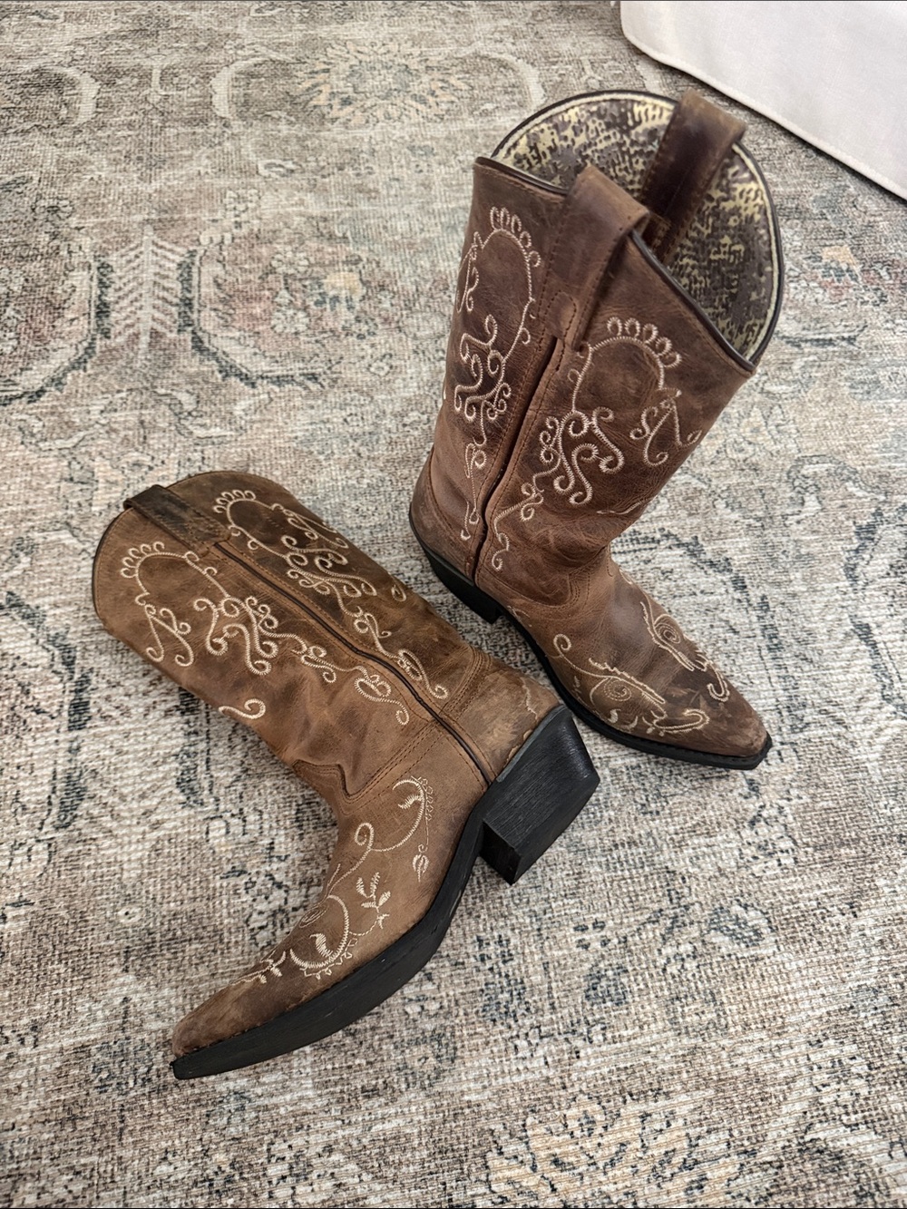 Cavenders Classic Embroidered Western Cowboy Boots - Brown